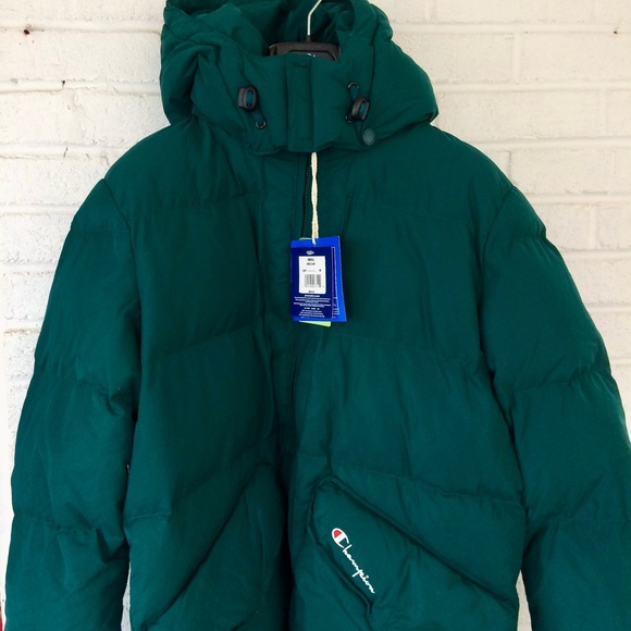 Champion Green Hooded Winter Puffer Coat Men's Small New $365 - Picture 2 of 12